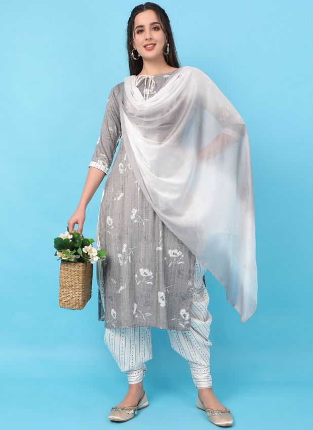 Nyka 2 Stylish Designer Fancy Wear Kurti Dhoti With Dupatta Readymade Collection