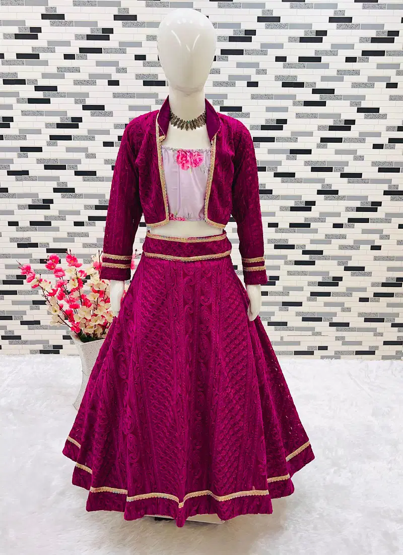 OC 161 Embroidery Georgette Kids Lehenga Choli Girls Wear Manufacturers