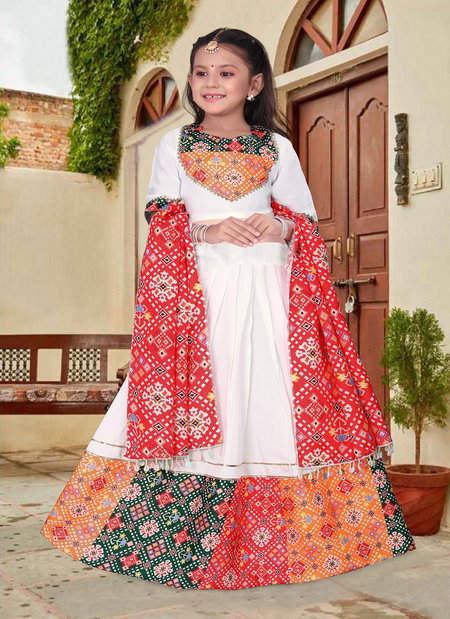 OC 176 Chanderi Printed Navratri Special Girls Wear Kids Lehenga Choli Wholesale Shop In Surat