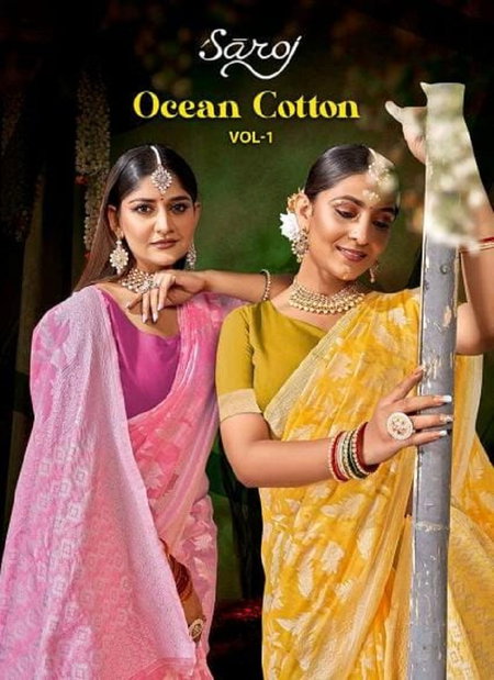 Ocean Cotton Vol 1 By Saroj Soft Cotton Rich Pallu Designer Sarees Wholesale Shop In Surat
