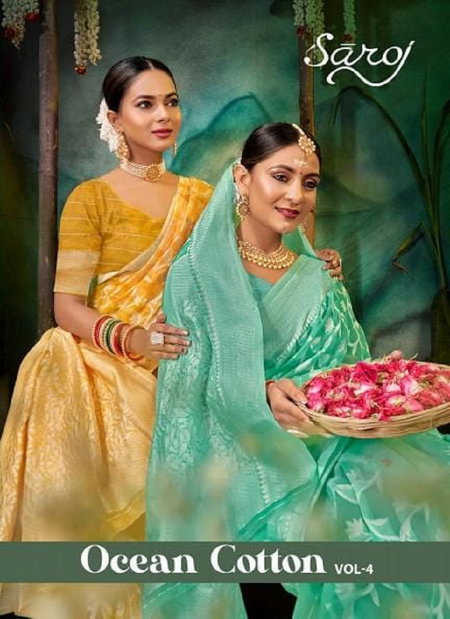 Ocean Cotton Vol 4 By Saroj Soft Cotton Rich Pallu Designer Sarees Wholesale Shop In Surat