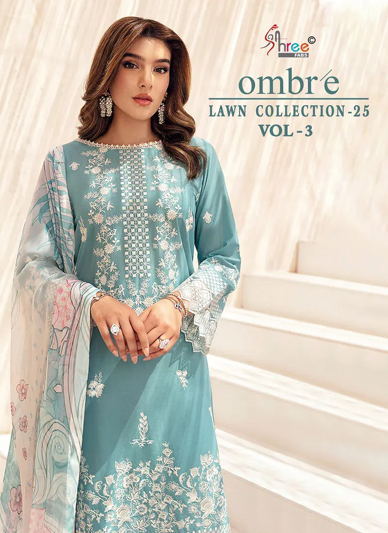 Ombre Lawn Collection 25 Vol 3 by Shree Cotton Dupatta Salwar Suits Suppliers In India