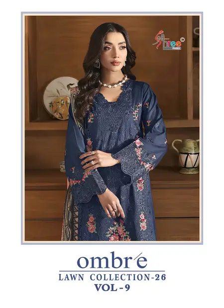 Ombre Lawn Collection 26 Vol 9 By Shree Cotton Dupatta Pakistani Suits Wholesale Online