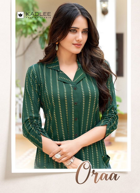 Oraa By Kadlee Rayon Printed Designer Kurti Wholesale Shop In Surat
