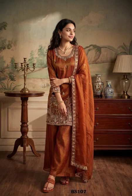 Orange Colour Luxuria Vol 1 By Beriston Sharara Suit BS107
