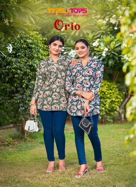 Orio By Tips And Tops Rayon Wrinkle Printed Western Top Wholesalers In Delhi
