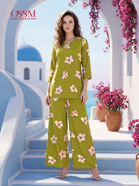 Glamour Vol 2 By Ossm Rayon Discharge Printed Ladies Co Ord Set