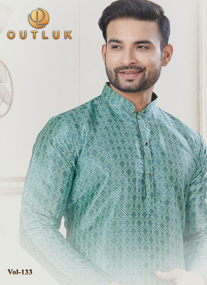 Outluk Vol 133 Jequard Silk Digital Printed Mens Kurta Pajama Maunfacturers