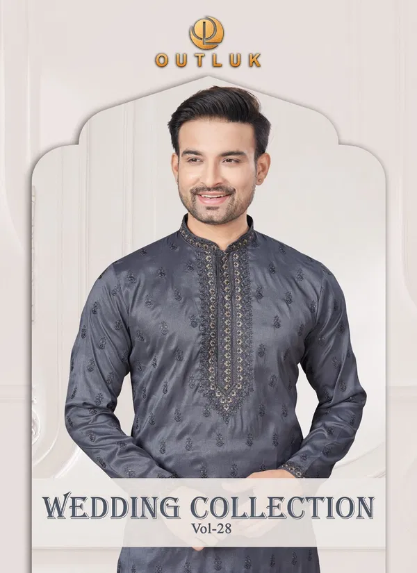 Outluk Wedding Collection Vol 28 Silk Mens Wholesale Kurta Pajama Manufacturers