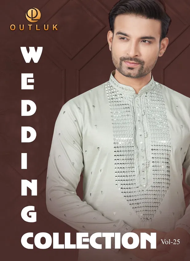 Outluk Wedding Collection Vol 25 Silk Mens Kurta Pajama Wholesale Online