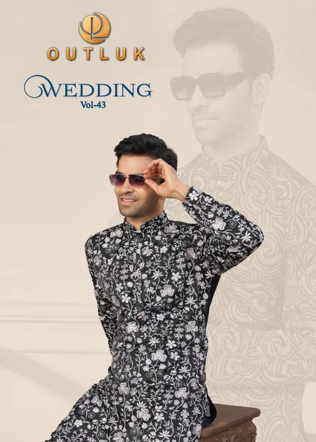 Outluk Wedding Vol 43 Pure Silk Wholesale Mens Kurta Pajama Manufacturers