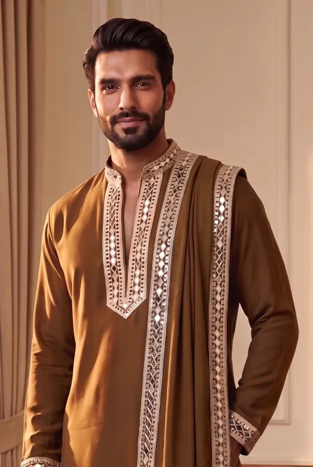 Outluk Wedding Vol 52 Heavy Lachaka Mens Kurta Pajama With Dupatta