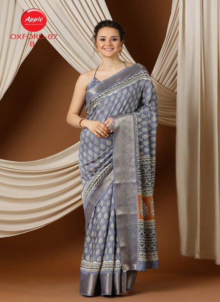 Oxford 07 By Apple Jacquard Border Printed Sarees Wholesalers In Delhi
 Catalog