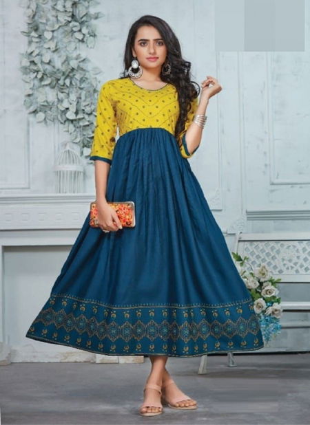 Paavi Passion 3 Ethnic Fancy Wear Rayon Anarkali Long Kurti Collection Catalog