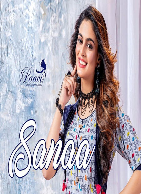 Paavi Sanaa Exclusive Stylish Designer Rayon Casual Wear Long Kurtis Collection  Catalog