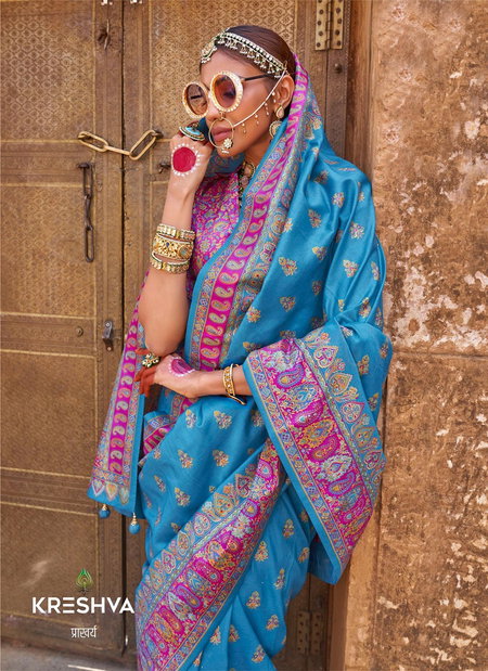 Padmakamal By Kreshva Designer Printed Silk Saree Wholesale Shop In Surat
