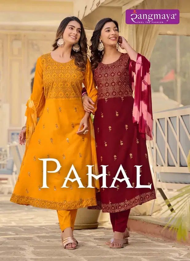 Pahal By Rangmaya Rayon Kurti With Bottom Dupatta Suppliers In India