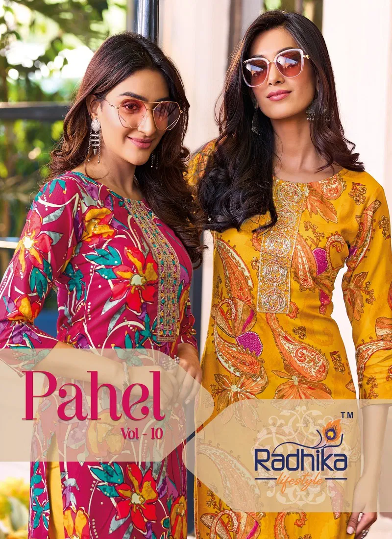 Pahel Vol 10 By Radhika Straight Cut Rayon Printed Kurti Wholesale Online Catalog