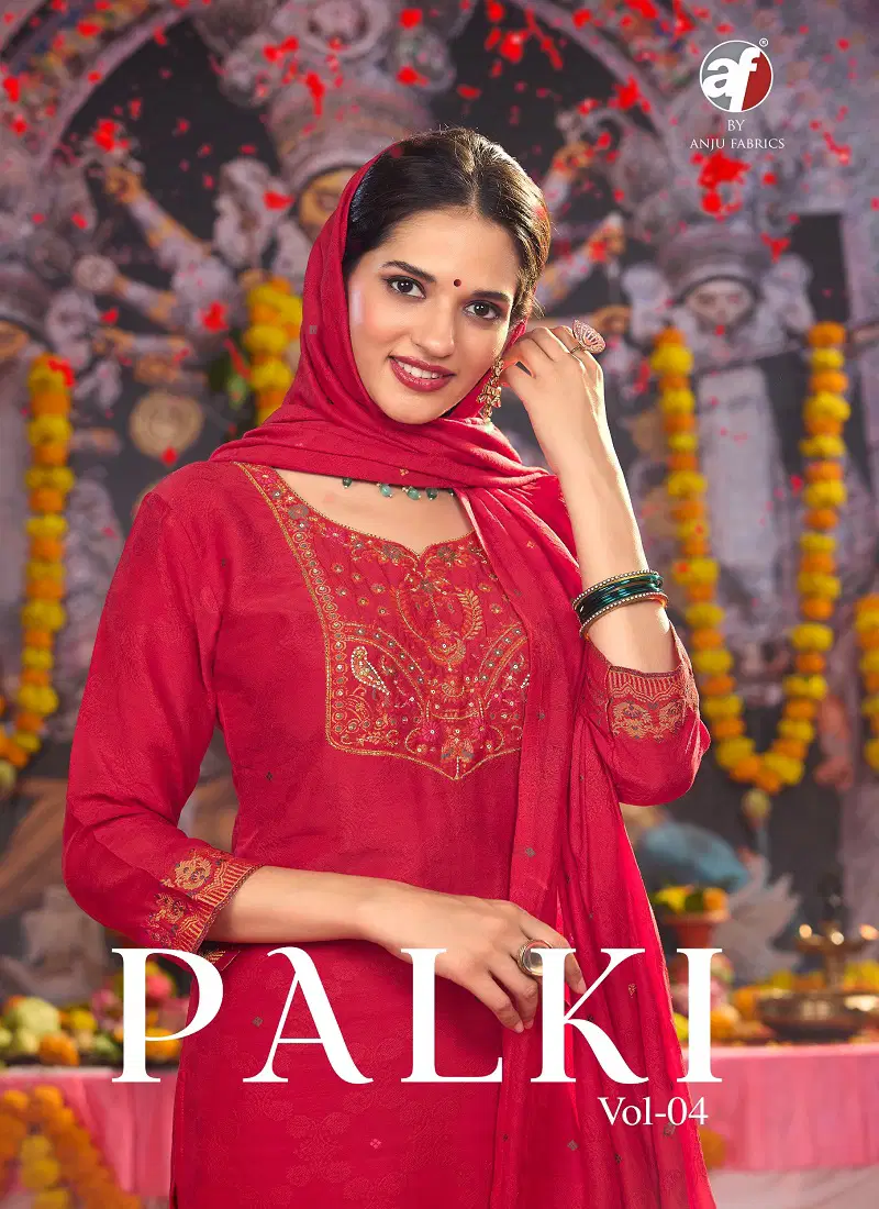 Palki Vol 4 By Af Muslin Jacquard Designer Readymade Suits Wholesalers In Delhi
 Catalog