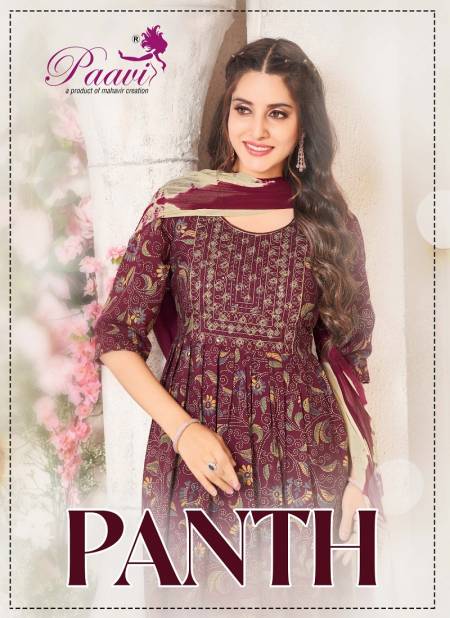 Panth By Paavi Modal Printed Embroidery Kurti With Bottom Dupatta Wholesale Market In Surat Catalog