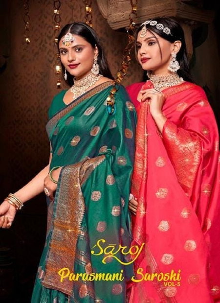 Parasmani Saroski Vol 5 By Saroj Swarovski Soft Silk Sarees Wholesalers In Delhi
