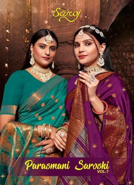 Parasmani Saroski Vol 7 By Saroj Swarovski Soft Silk Sarees Wholesale Online 