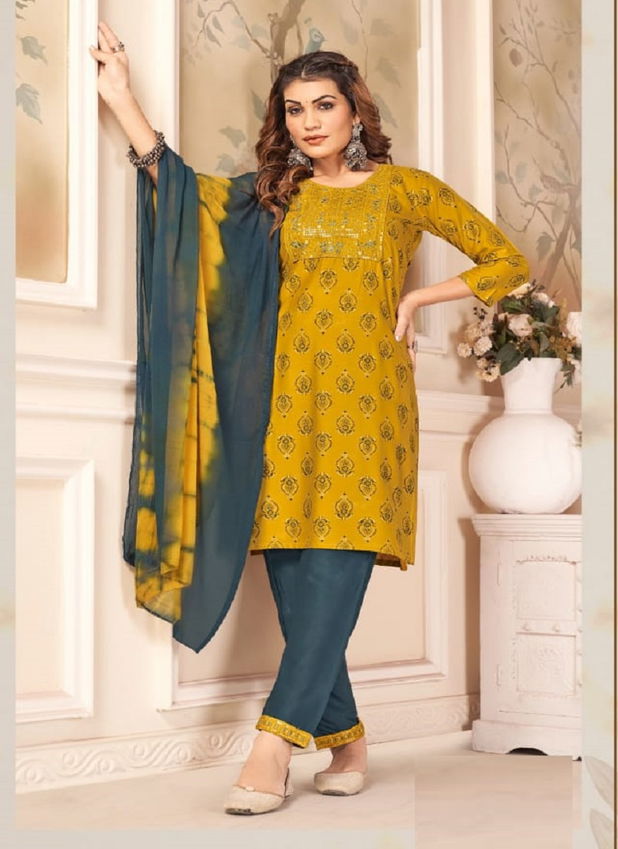 Paribhasha Vol 7 By Kinti Rayon Printed Kurti With Bottom Dupatta Wholesalers In Delhi
