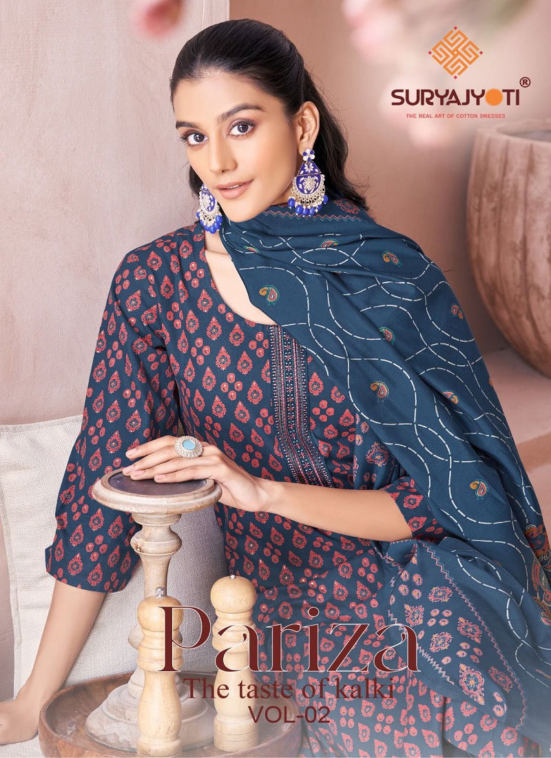 Pariza Vol 2 By Suryajyoti Cotton Printed Readymade Suits Orders In India Catalog