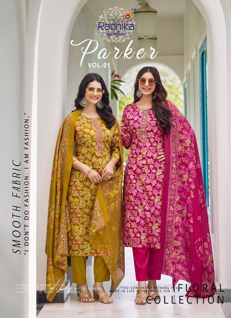 Parker Vol 1 By Radhika Jam Satin Kurti With Bottom Dupatta Exporters In India