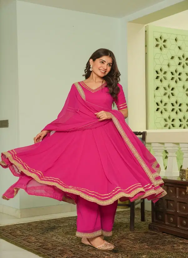 Banwery Paryusha Georgette Kurti With Bottom Dupatta Suppliers In India