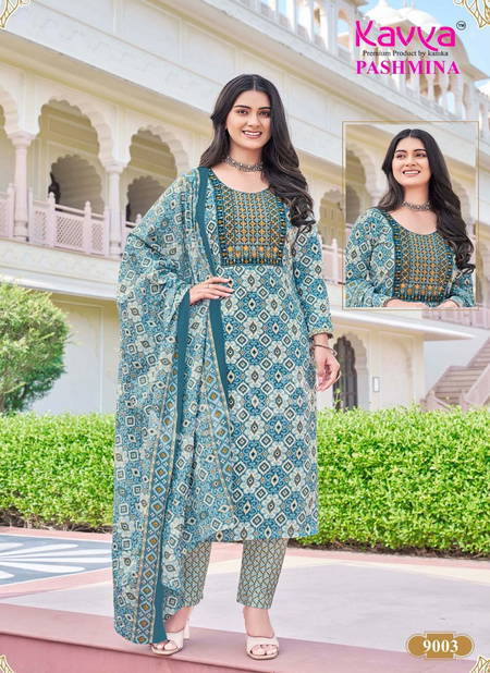 Pashmina Vol 9 By Kavya Embroidery Cotton Kurti With Bottom Dupatta Wholesale Online
 Catalog