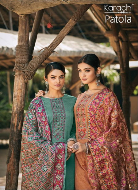 Patola By Kesar Viscose Jam Satin Printed Dress Material Wholesale Online
 Catalog