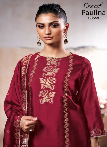 Paulina 3559 By Ganga Viscose Embroidery Wholesale Salwar Suit In India
