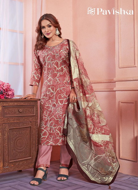 Pavishka Chanderi Modal Silk Printed Kurti With Bottom Dupatta Wholesale Price In Surat