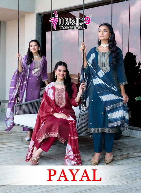 Payal Vol 1 by Mystic 9 Vertican Shimmer Kurti With Bottom Dupatta Exporters In India