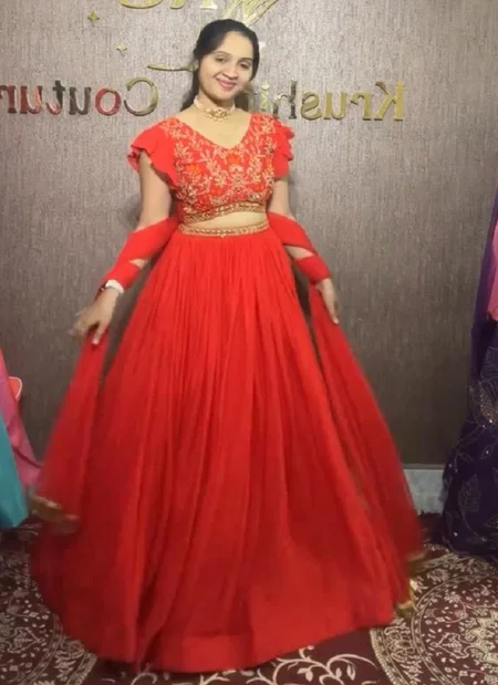 PC 333 Red Embroidery Georgette Party Wear Lehenga Choli Wholesale Price In Surat