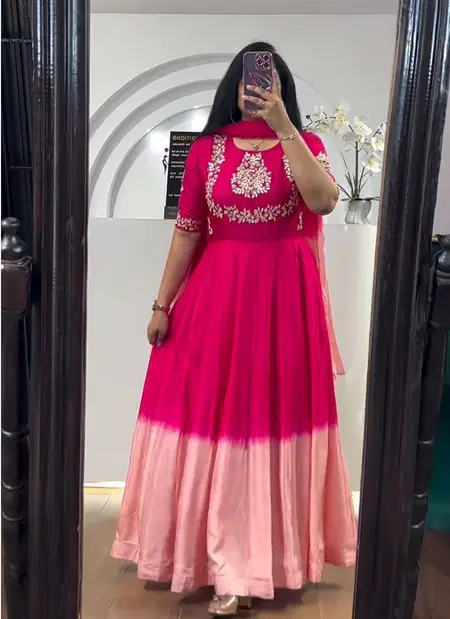 PC 375 Pure Chinon Embroidered Gown Wholesale Clothing Distributors In India