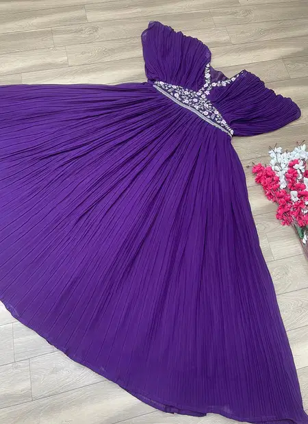 PC 397 Embroidery faux Georgette Party Wear Gown Wholesale Shop In Surat
