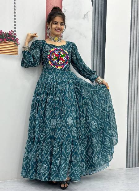 PC N02 Bandhani Printed Gamathi With Real Mirror Work Gown Wholesale Market In Surat
 Catalog