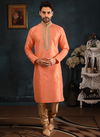 Peach Banarasi Silk Kurta Pajama 7734