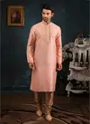 Peach Banarasi Silk Kurta Pajama 7754