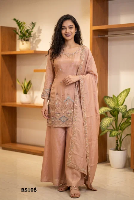 Peach Colour Luxuria Vol 1 By Beriston Viscose Sharara Suit BS108
