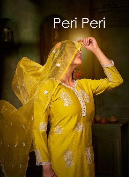 Peri Peri By Banwery Russian Silk Lakhnavi work Kurti With Bottom Dupatta Wholesale Online Catalog