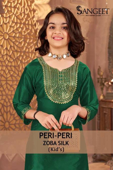 Peri Peri By Sangeet Zoba Silk Wholesale Kids Girls Wear Kurti With Bottom In India