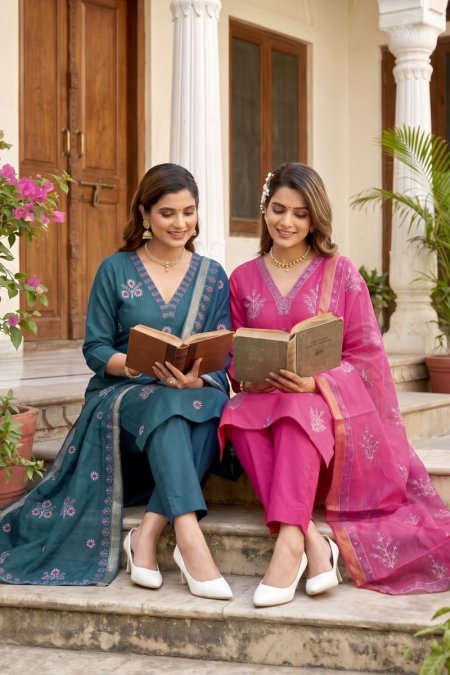 Perk Vol 1 Vertican Silk Kurti With Bottom Dupatta 