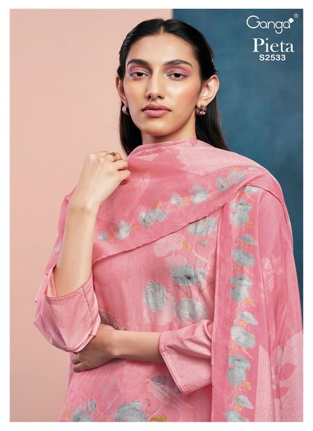 Pieta 2533 By Ganga Embroidery Premium Cotton Dress Material Wholesale Shop In Surat
