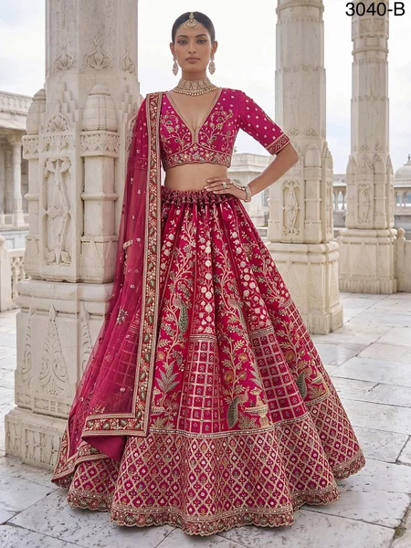 Pink Colour Gadhwal Silk Premium Bridal Lehenga Choli 3040 B