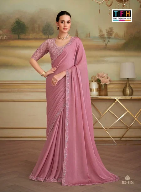 Pink Colour Salsa Style Vol 5 By Tfh Party Wear Sarees Wholesalers In Surat 8104