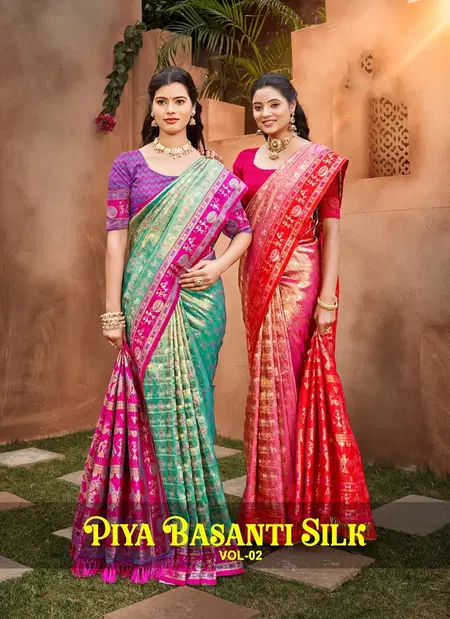 Piya Basanti Silk Vol 2 By Bunawat Kanjivaram Silk Saree Suppliers In India
