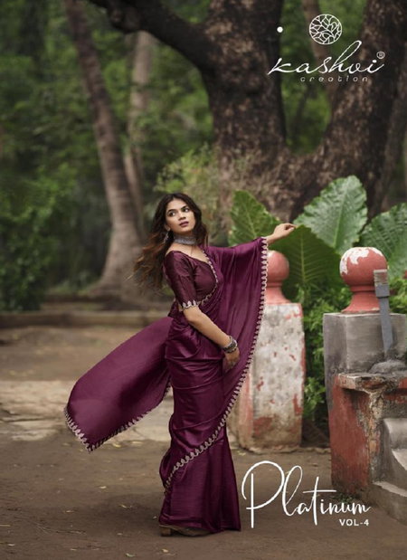 Platinum Vol 4 By Kashvi Swarovski Soft Silk Party Wear Sarees Wholesale Shop In Surat

